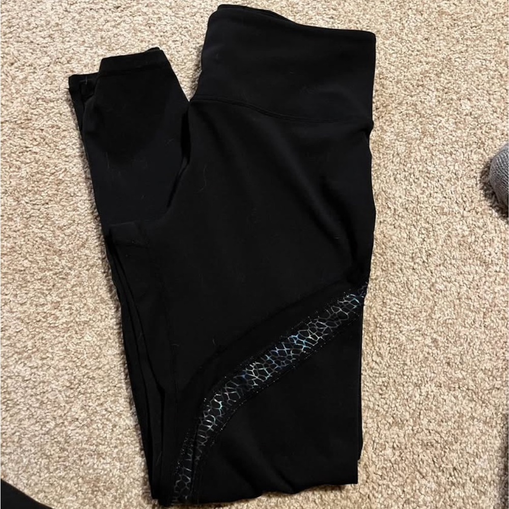 ZYIA Black Leggings with Blue Accents